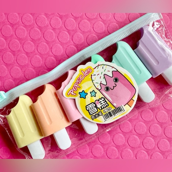 New Colorful Spring Summer Fun Popsicle Ice Cream Highlighter Markers Set of 6 - Picture 1 of 7